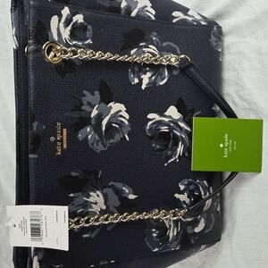 Kate Spade New York NWT Briar Lane Night Rose Navy Multi Flowers Large Tote
